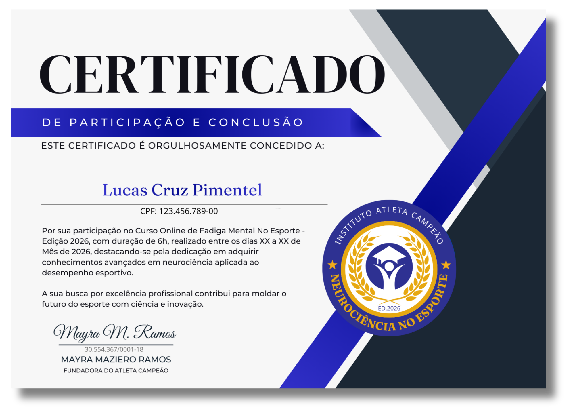 Certificado Neurociência da Fadiga no Esporte