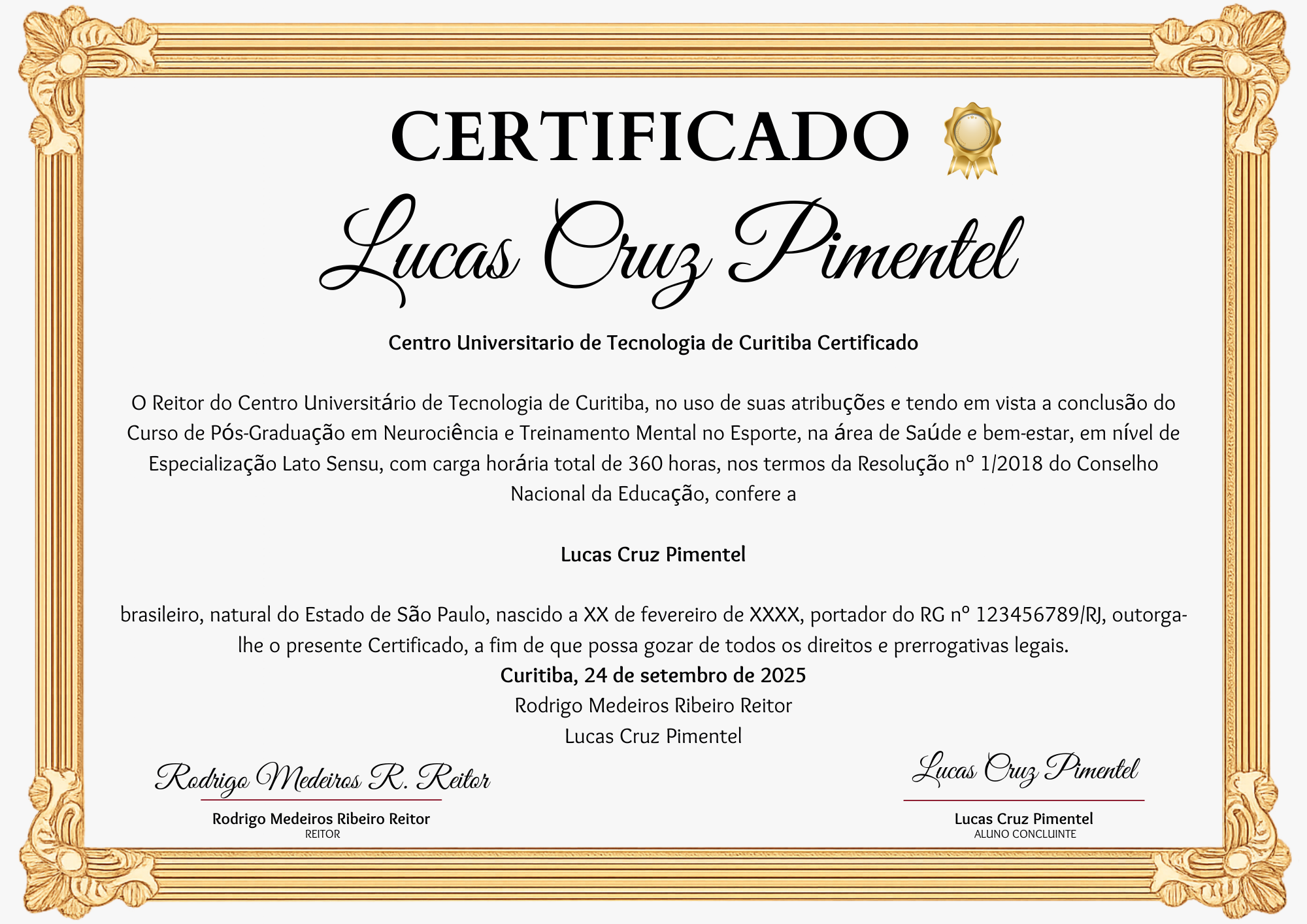 Certificado Pós-Graduação em Neurociência e Treinamento Mental